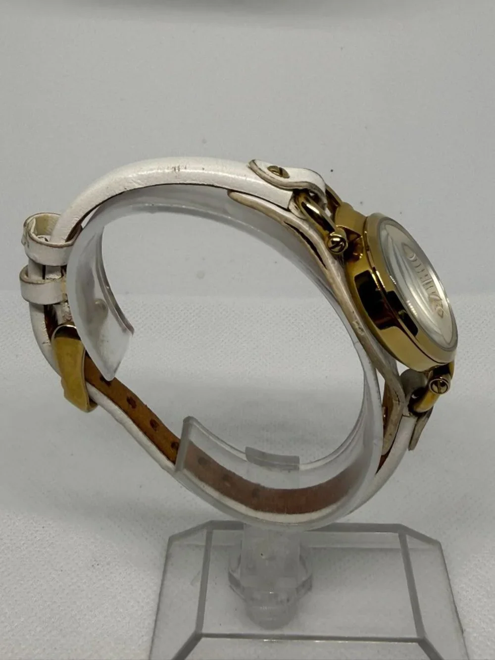 Fossil Georgia Women Gold-Tone Stainless Steel Watch White Leather Strap ES3266